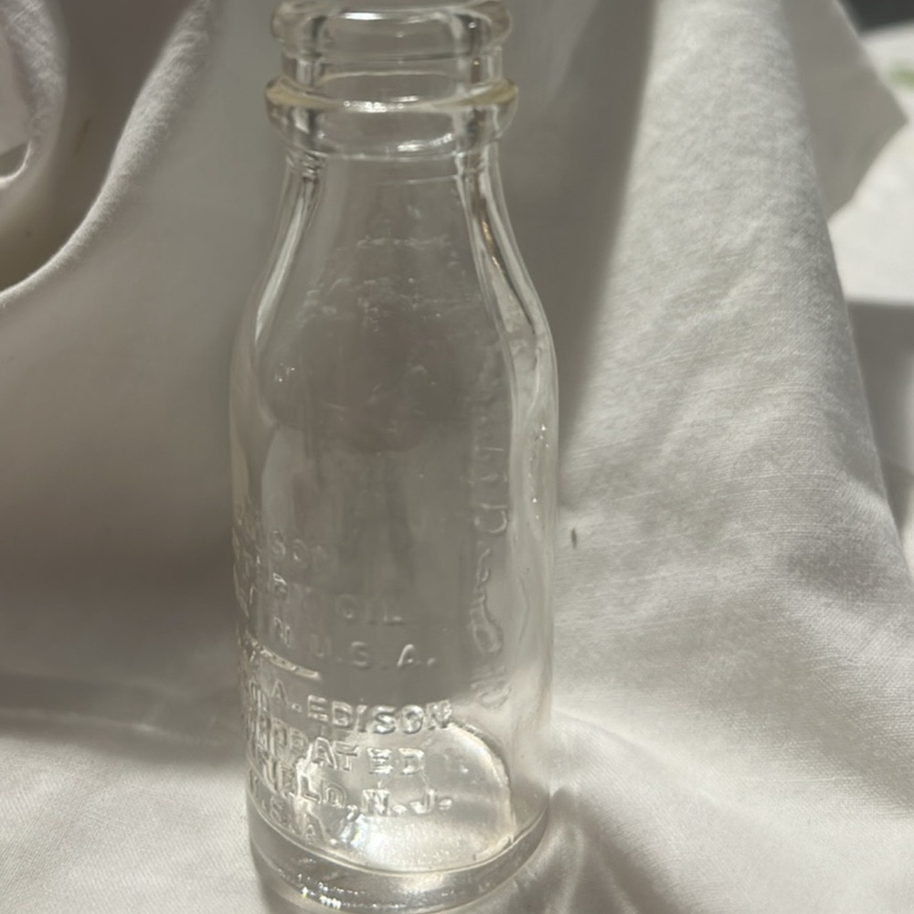 Vintage Thomas A. Edison Co Battery Oil Bottle  4 1/4" Tall - Automotive #USD1